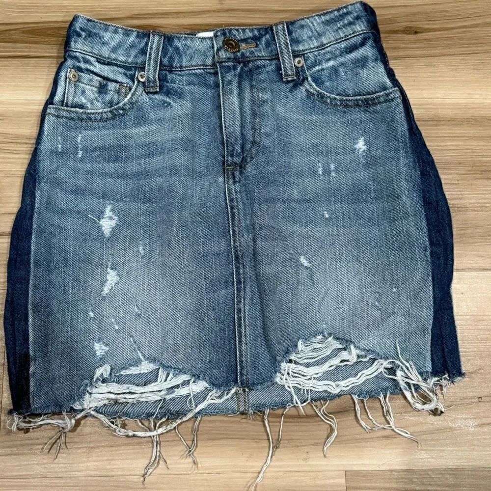 Pistola Two Tone Denim Jean Mini Skirt Women’s 24